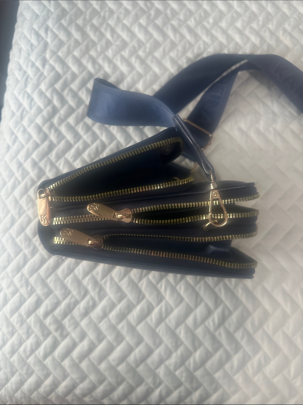 Navy Crossbody Phone Bag with Wide Strap - Picture 3 of 7